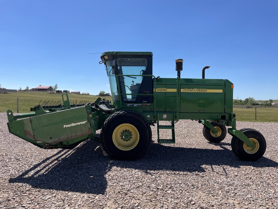 ’02 JD 4895 Windrower w/18′ JD 895 Sickle Header. $28,000 - American Ag ...